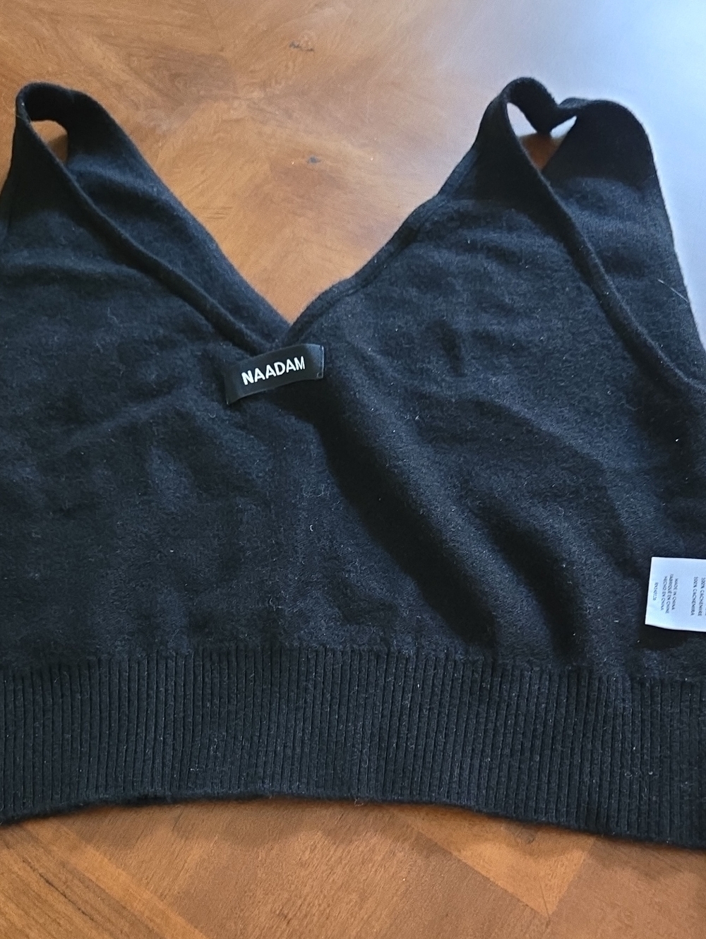 NAADAM Black Cashmere Crop Tank